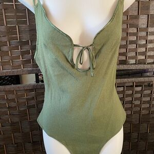 Victoria's Secret Olive Ribbed Bodysuit